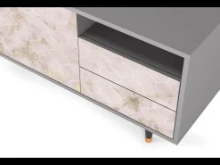 Móvel De Tv| Mueble de TV - 125х56х41 cm - T7 - Dirty Roses, Cinza Cinzento