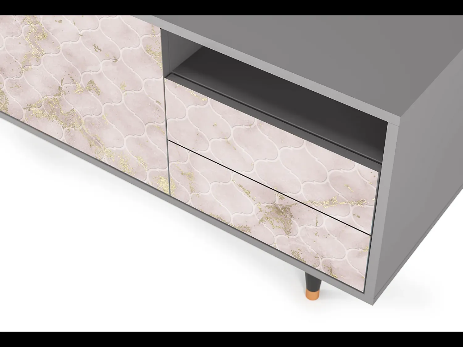 Móvel De Tv| Mueble de TV - 125х56х41 cm - T7 - Dirty Roses, Cinza Cinzento