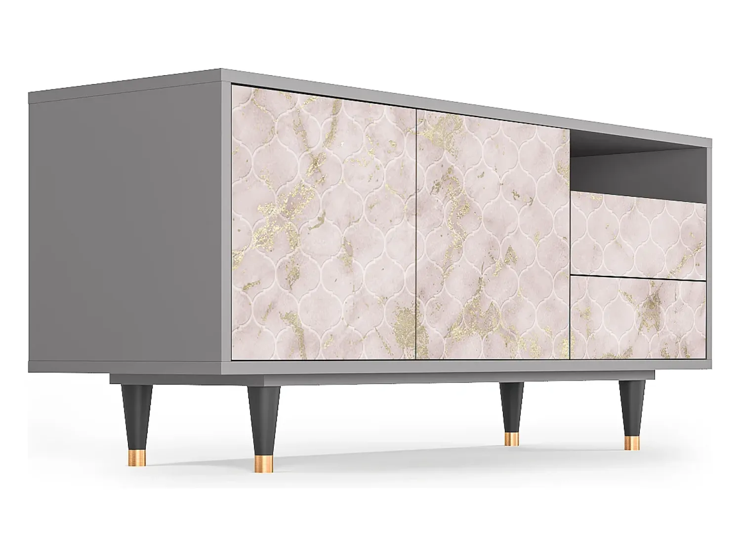 Móvel De Tv| Mueble de TV - 125х56х41 cm - T7 - Dirty Roses, Cinza Cinzento