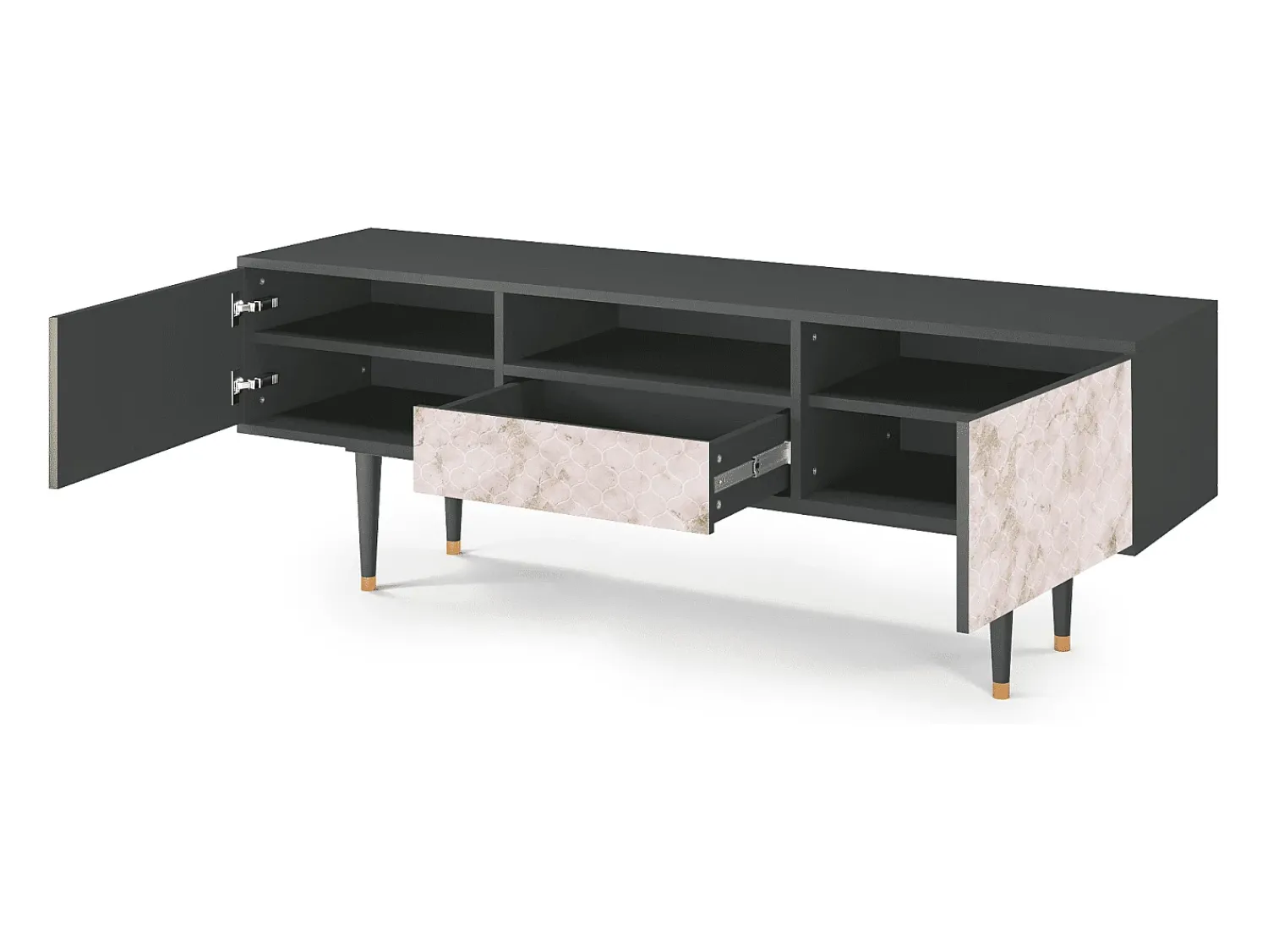 Online Mueble de TV - 170х59х41 cm - T6 - Dirty Roses, Antracite Cinza antracite