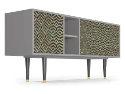 Mueble de TV - 150х69х41 cm - T5 - Egypt Triangles, Cinza^ Móvel De Tv