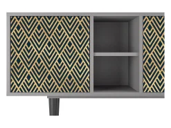 Mueble de TV - 150х69х41 cm - T5 - Egypt Triangles, Cinza^ Móvel De Tv
