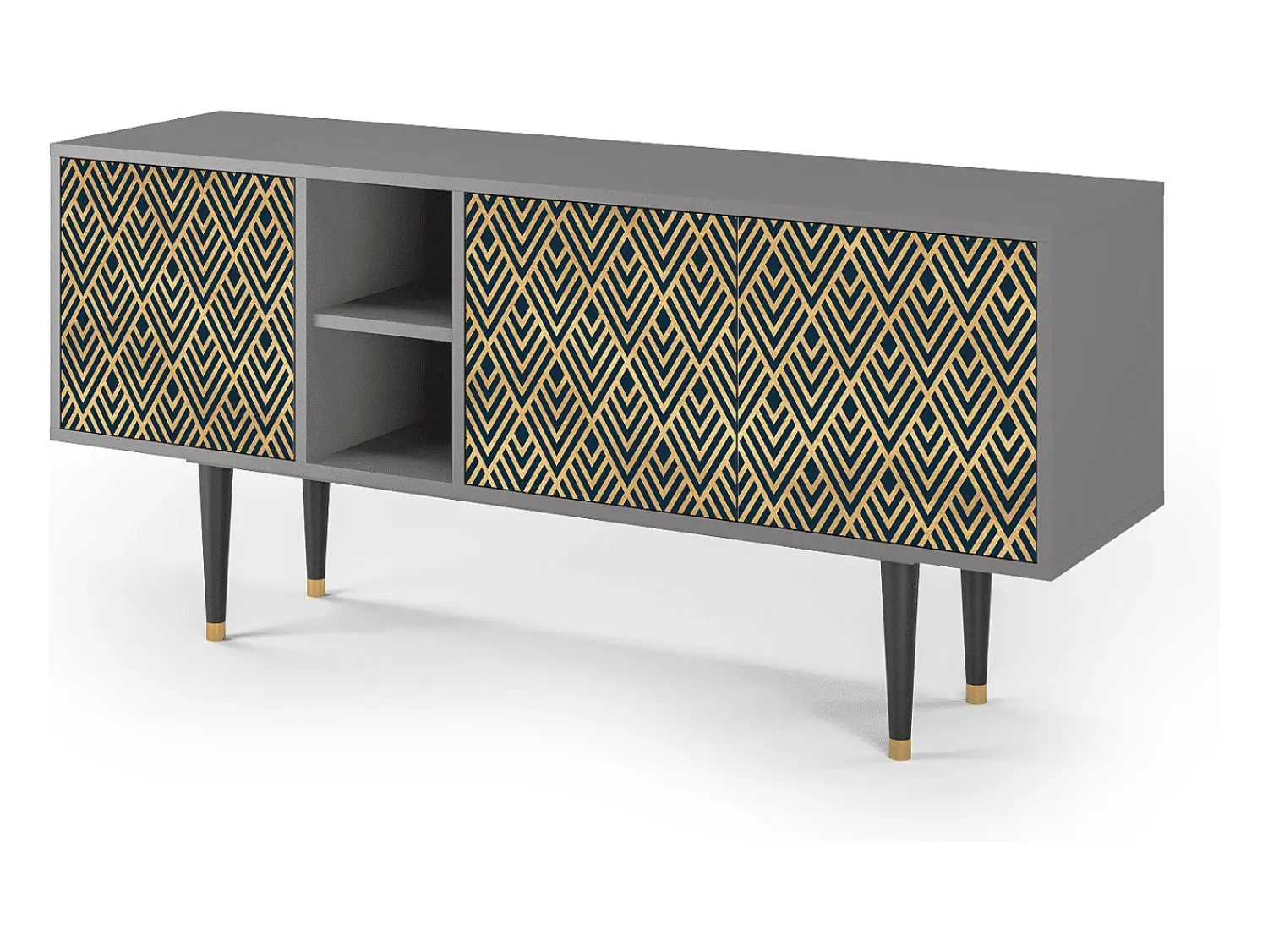 Mueble de TV - 150х69х41 cm - T5 - Egypt Triangles, Cinza^ Móvel De Tv