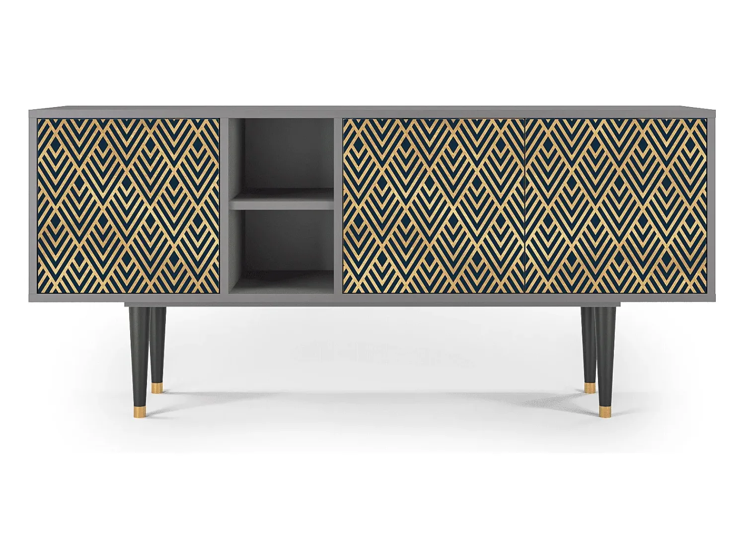 Mueble de TV - 150х69х41 cm - T5 - Egypt Triangles, Cinza^ Móvel De Tv