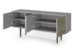 Mueble de TV - 150х69х41 cm - T5 - Egypt Triangles, Cinza^ Móvel De Tv