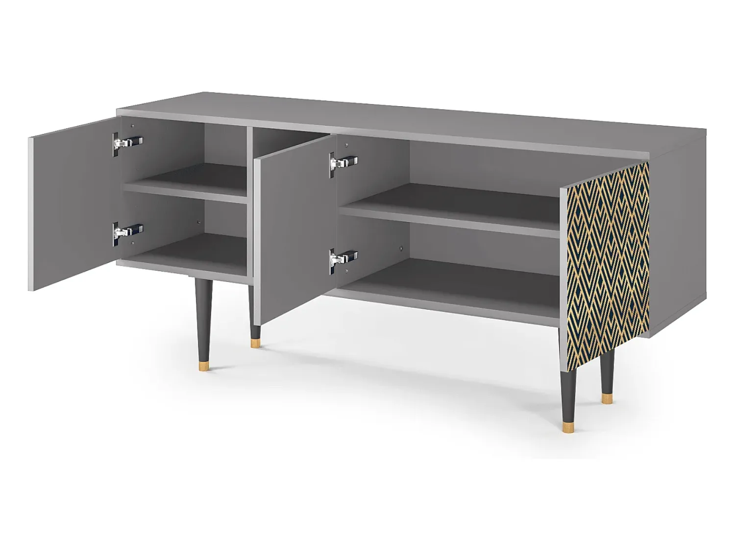 Mueble de TV - 150х69х41 cm - T5 - Egypt Triangles, Cinza^ Móvel De Tv