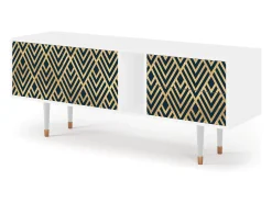 Móvel De Tv| Mueble de TV - 170х69х48 cm - T1 - Egypt Triangles, Branco Bege