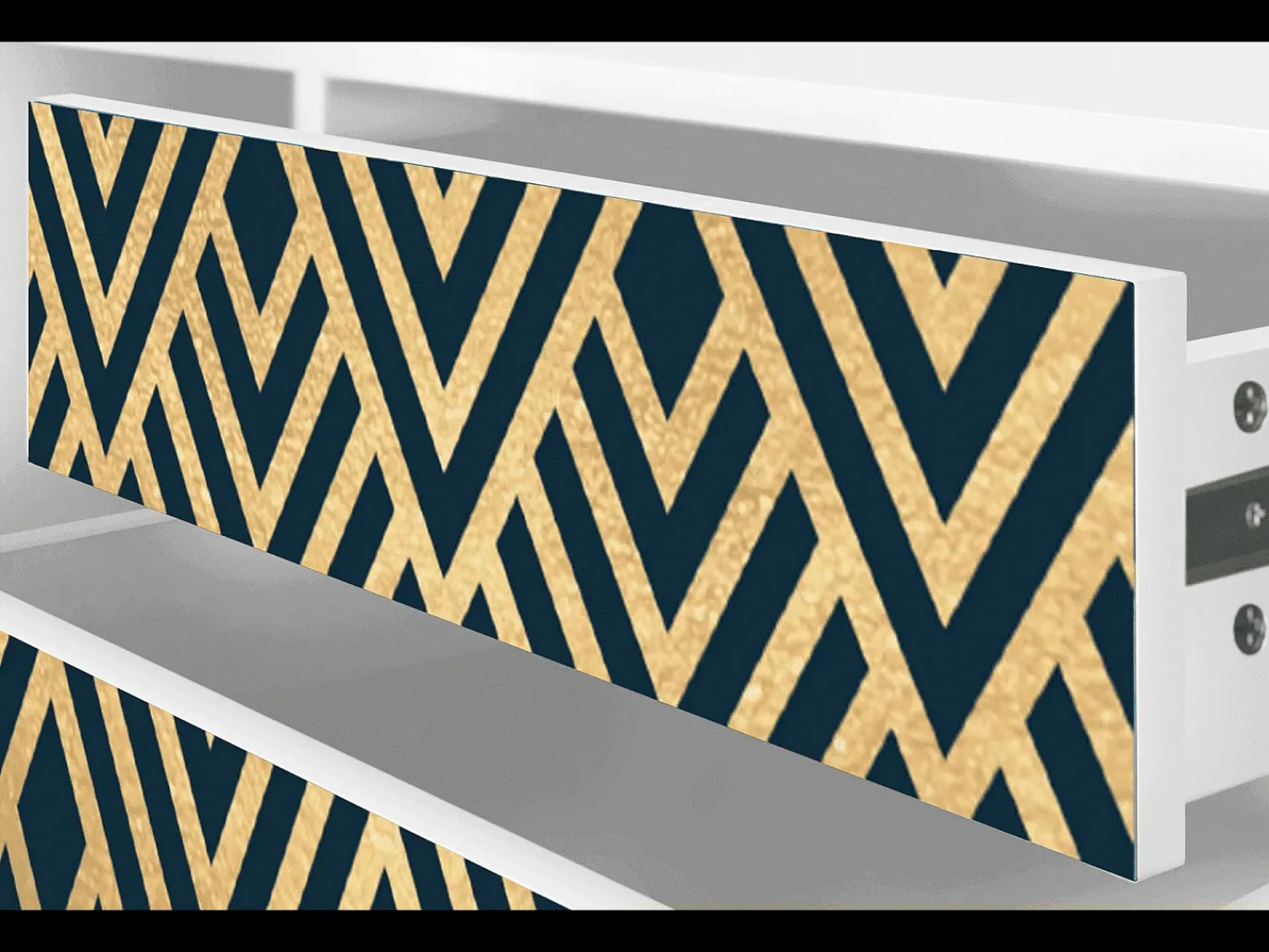 Mueble de TV - 170х59х48 cm - T4 - Egypt Triangles, Branco^ Móvel De Tv