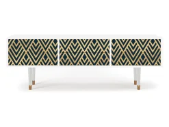 Mueble de TV - 170х59х48 cm - T4 - Egypt Triangles, Branco^ Móvel De Tv