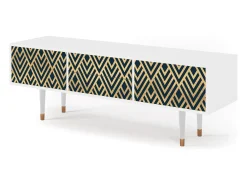 Mueble de TV - 170х59х48 cm - T4 - Egypt Triangles, Branco^ Móvel De Tv