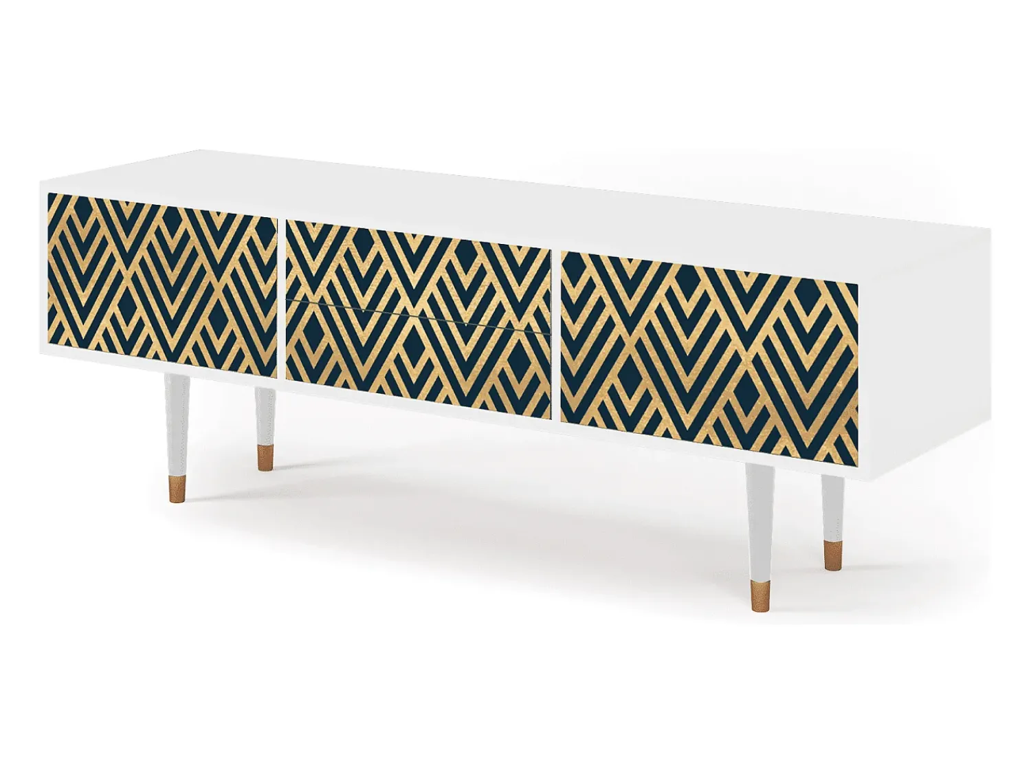 Mueble de TV - 170х59х48 cm - T4 - Egypt Triangles, Branco^ Móvel De Tv