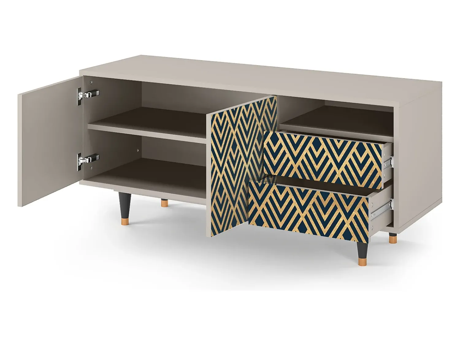 Móvel De Tv* Mueble de TV - 125х56х41 cm - T7 - Egypt Triangles, Areia Bege
