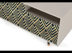 Móvel De Tv* Mueble de TV - 125х56х41 cm - T7 - Egypt Triangles, Areia Bege