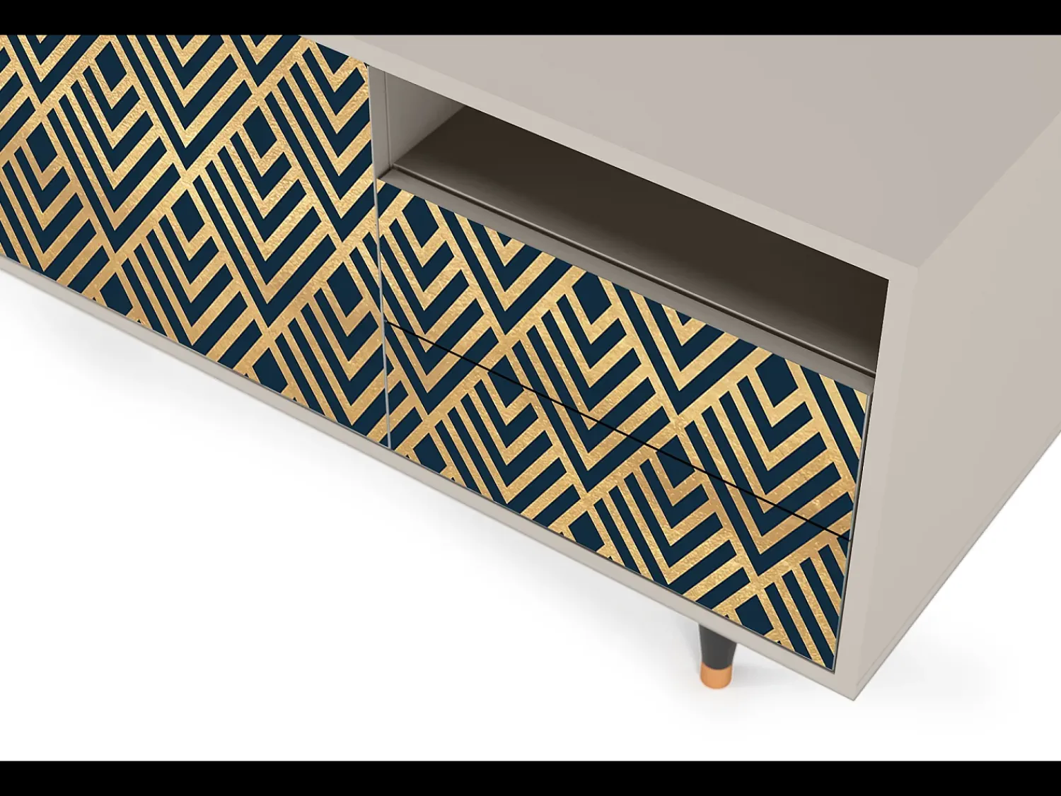 Móvel De Tv* Mueble de TV - 125х56х41 cm - T7 - Egypt Triangles, Areia Bege
