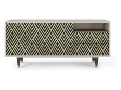Móvel De Tv* Mueble de TV - 125х56х41 cm - T7 - Egypt Triangles, Areia Bege