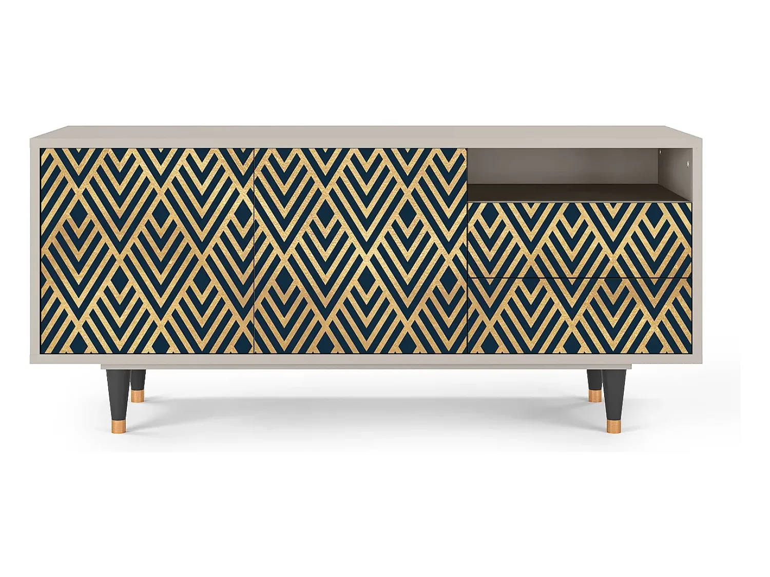 Móvel De Tv* Mueble de TV - 125х56х41 cm - T7 - Egypt Triangles, Areia Bege