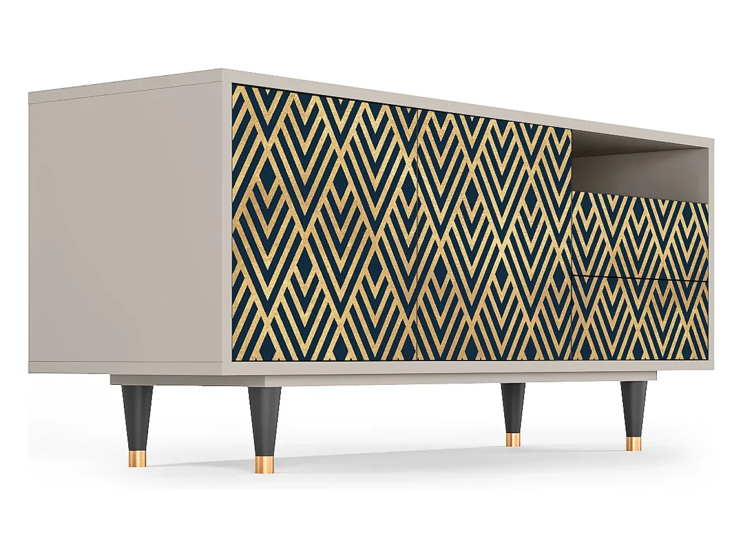 Móvel De Tv* Mueble de TV - 125х56х41 cm - T7 - Egypt Triangles, Areia Bege