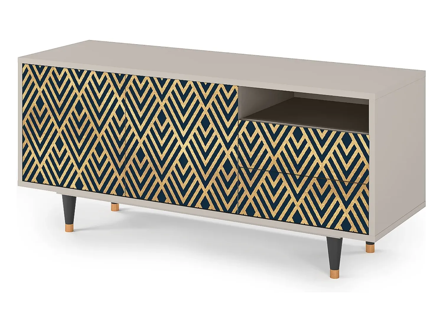 Móvel De Tv* Mueble de TV - 125х56х41 cm - T7 - Egypt Triangles, Areia Bege