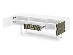 New Mueble de TV - 170х59х41 cm - T6 - Egypt Triangles, Branco Bege