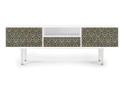 New Mueble de TV - 170х59х41 cm - T6 - Egypt Triangles, Branco Bege