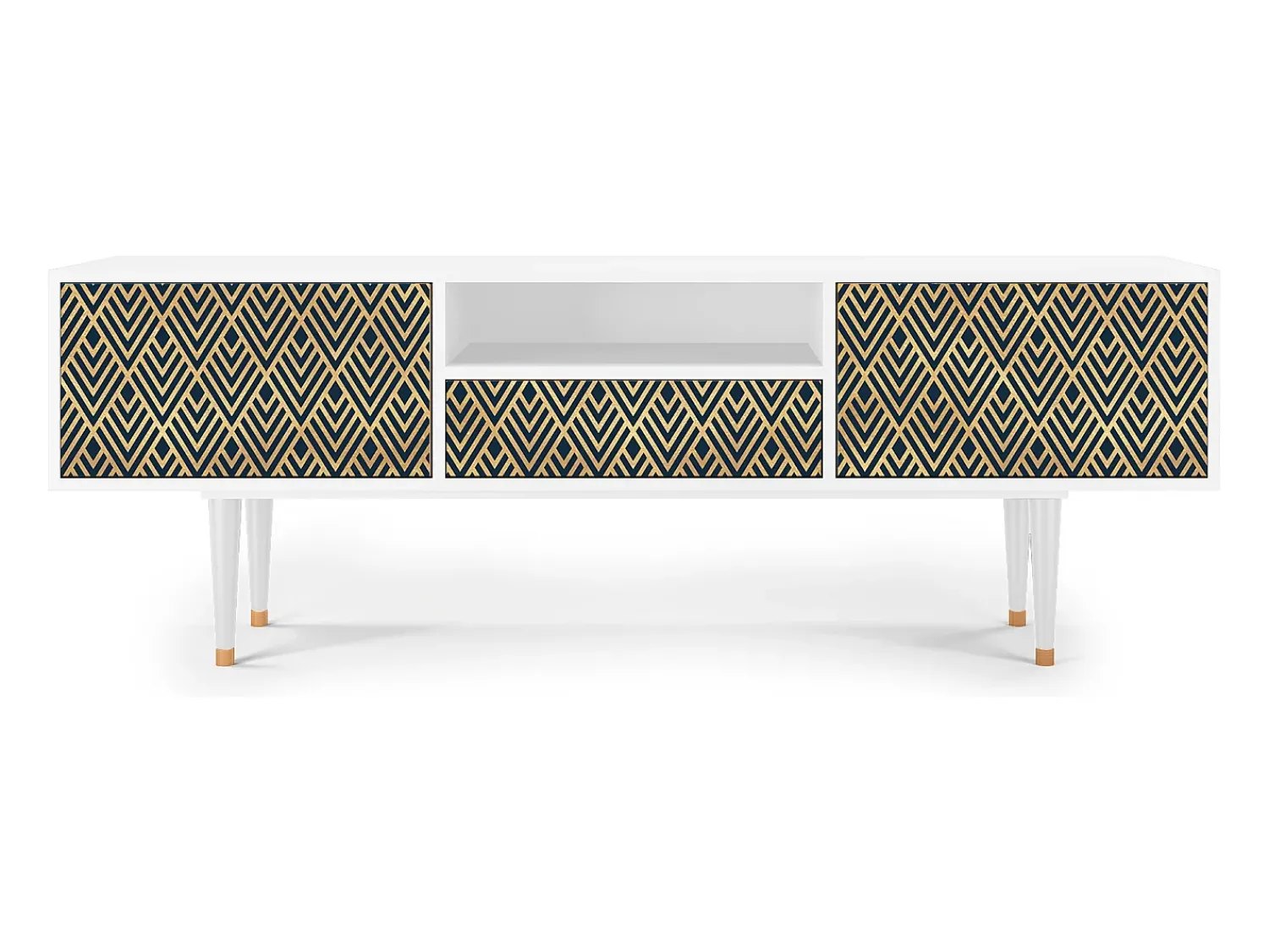 New Mueble de TV - 170х59х41 cm - T6 - Egypt Triangles, Branco Bege