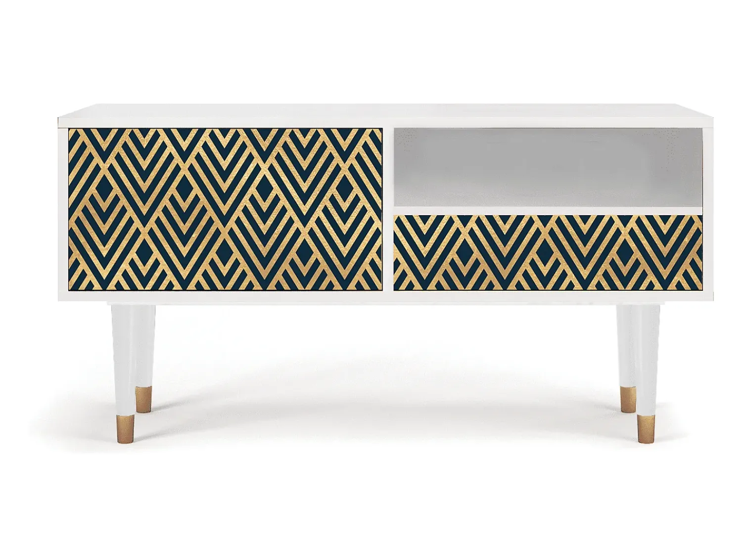 Móvel De Tv| Mueble de TV - 115х59х48 cm - T3 - Egypt Triangles, Branco Bege