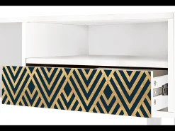Móvel De Tv| Mueble de TV - 115х59х48 cm - T3 - Egypt Triangles, Branco Bege