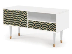 Móvel De Tv| Mueble de TV - 115х59х48 cm - T3 - Egypt Triangles, Branco Bege