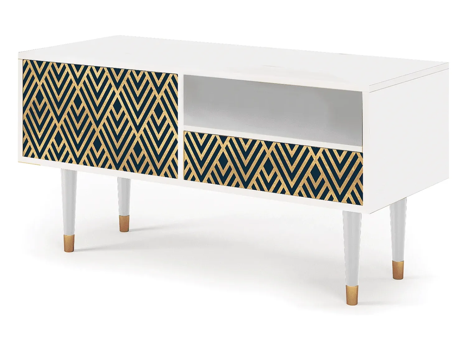 Móvel De Tv| Mueble de TV - 115х59х48 cm - T3 - Egypt Triangles, Branco Bege