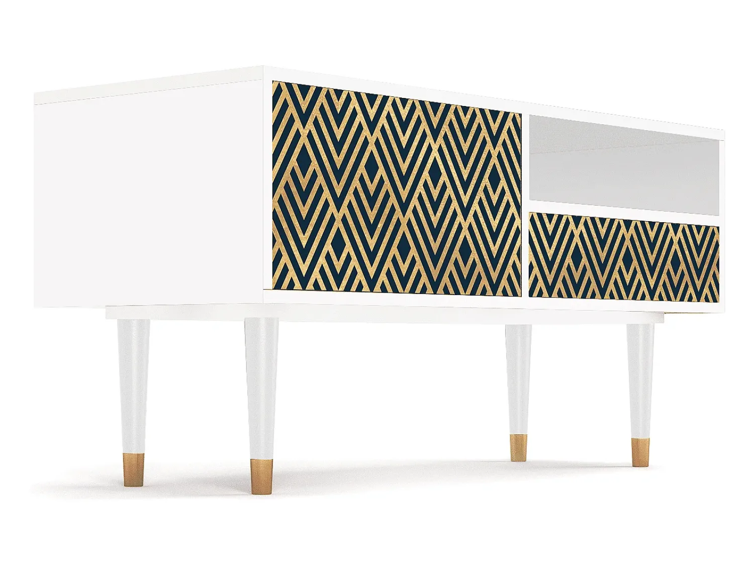 Móvel De Tv| Mueble de TV - 115х59х48 cm - T3 - Egypt Triangles, Branco Bege