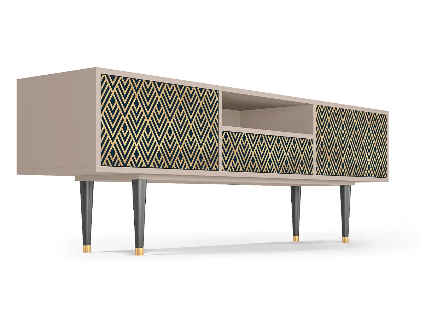 Móvel De Tv| Mueble de TV - 170х59х41 cm - T6 - Egypt Triangles, Latte Bege