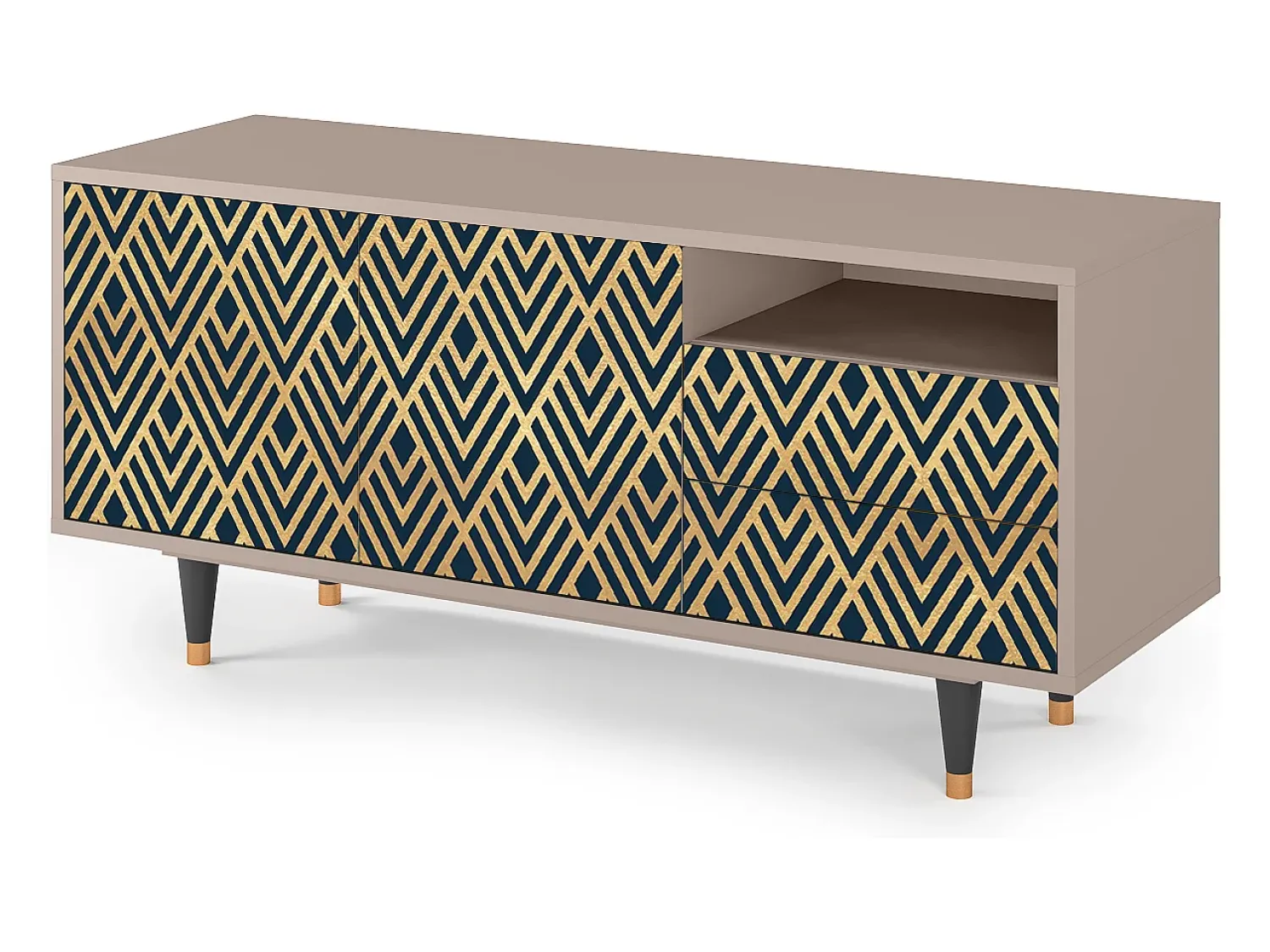 Móvel De Tv| Mueble de TV - 125х56х41 cm - T7 - Egypt Triangles, Latte Bege