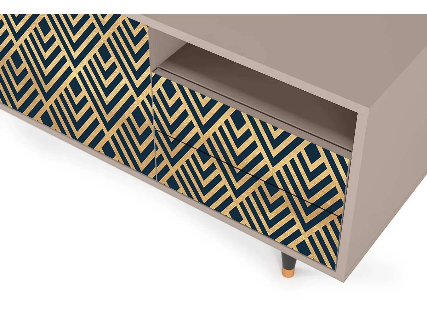 Móvel De Tv| Mueble de TV - 125х56х41 cm - T7 - Egypt Triangles, Latte Bege