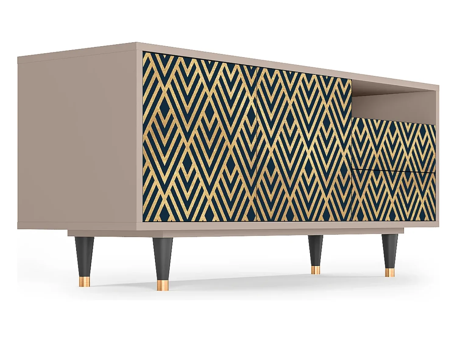Móvel De Tv| Mueble de TV - 125х56х41 cm - T7 - Egypt Triangles, Latte Bege