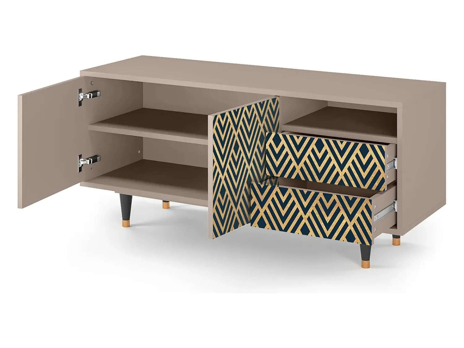 Móvel De Tv| Mueble de TV - 125х56х41 cm - T7 - Egypt Triangles, Latte Bege