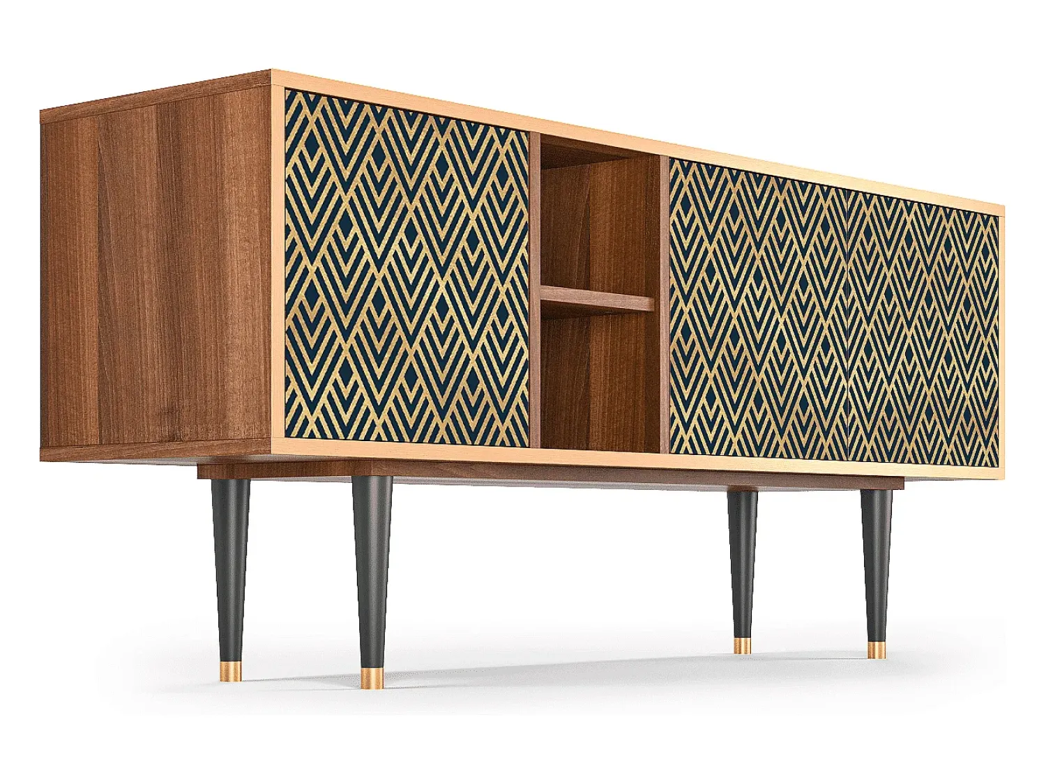 Móvel De Tv| Mueble de TV - 150х69х41 cm - T5 - Egypt Triangles, Nogueira Castanho