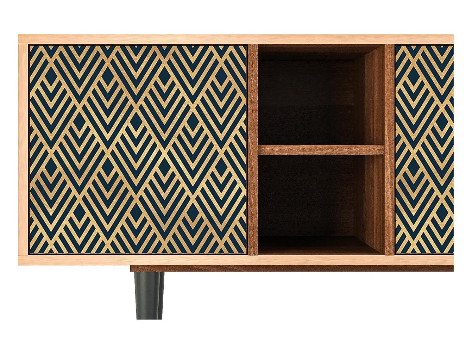 Móvel De Tv| Mueble de TV - 150х69х41 cm - T5 - Egypt Triangles, Nogueira Castanho