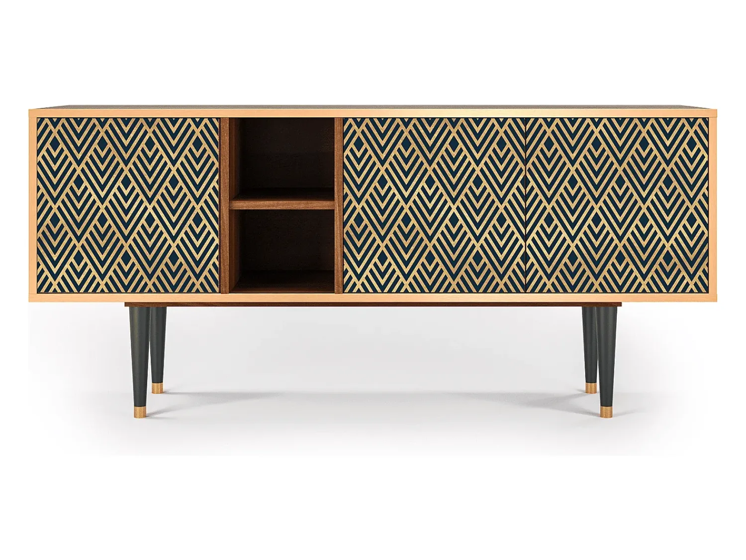 Móvel De Tv| Mueble de TV - 150х69х41 cm - T5 - Egypt Triangles, Nogueira Castanho