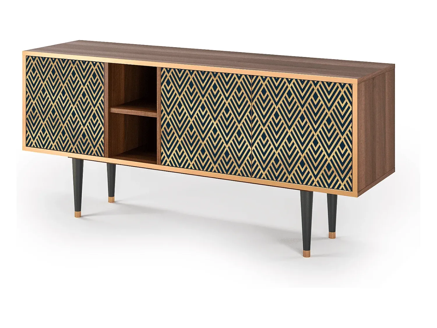 Móvel De Tv| Mueble de TV - 150х69х41 cm - T5 - Egypt Triangles, Nogueira Castanho