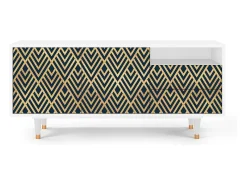 New Mueble de TV - 125х56х41 cm - T7 - Egypt Triangles, Branco Bege