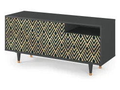 Hot Mueble de TV - 125х56х41 cm - T7 - Egypt Triangles, Antracite Cinza antracite