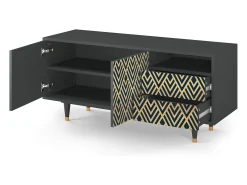 Hot Mueble de TV - 125х56х41 cm - T7 - Egypt Triangles, Antracite Cinza antracite