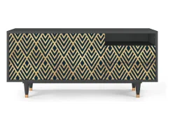 Hot Mueble de TV - 125х56х41 cm - T7 - Egypt Triangles, Antracite Cinza antracite