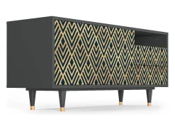 Hot Mueble de TV - 125х56х41 cm - T7 - Egypt Triangles, Antracite Cinza antracite