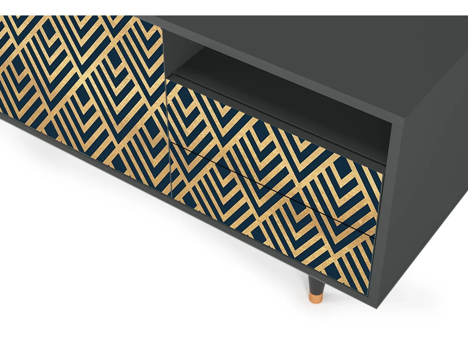 Hot Mueble de TV - 125х56х41 cm - T7 - Egypt Triangles, Antracite Cinza antracite
