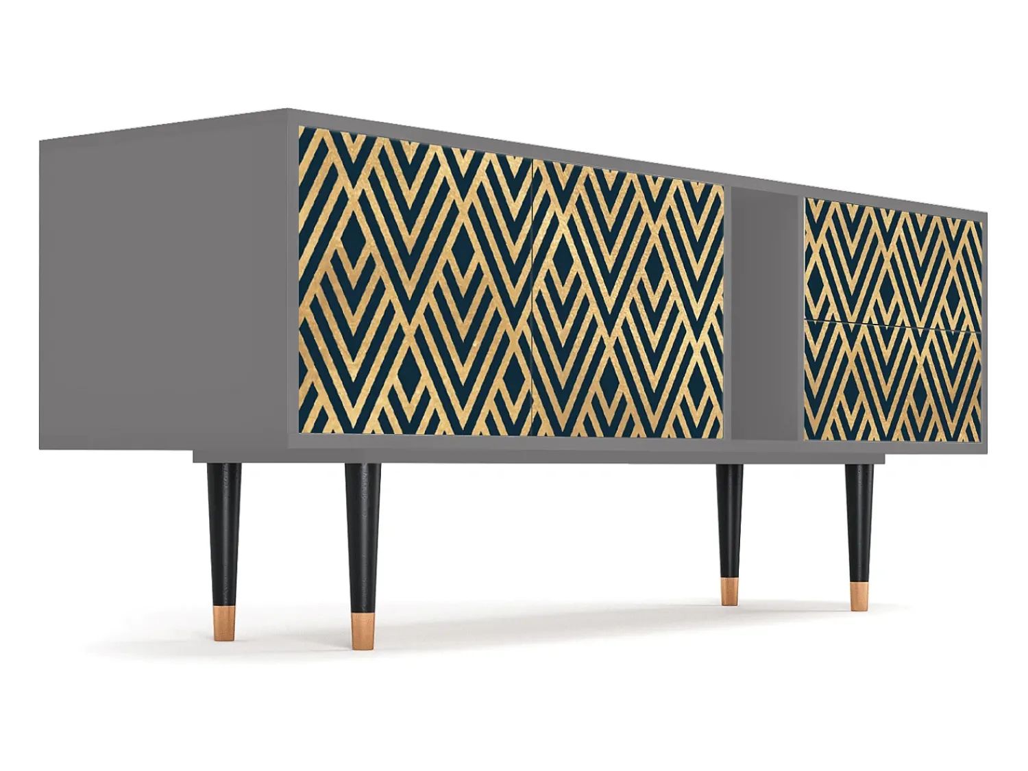Mueble de TV - 170х69х48 cm - T1 - Egypt Triangles, Cinza^ Móvel De Tv