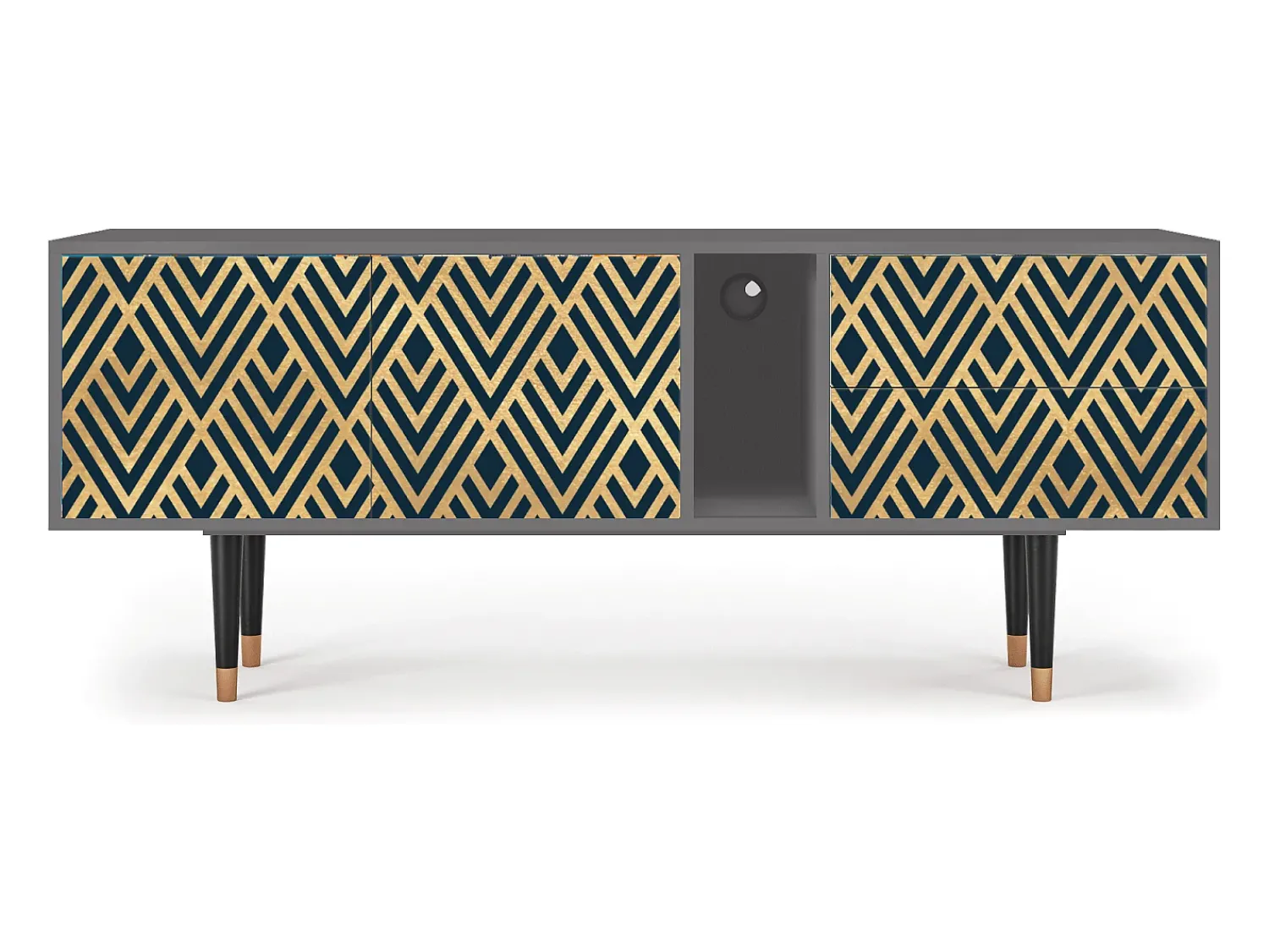 Mueble de TV - 170х69х48 cm - T1 - Egypt Triangles, Cinza^ Móvel De Tv