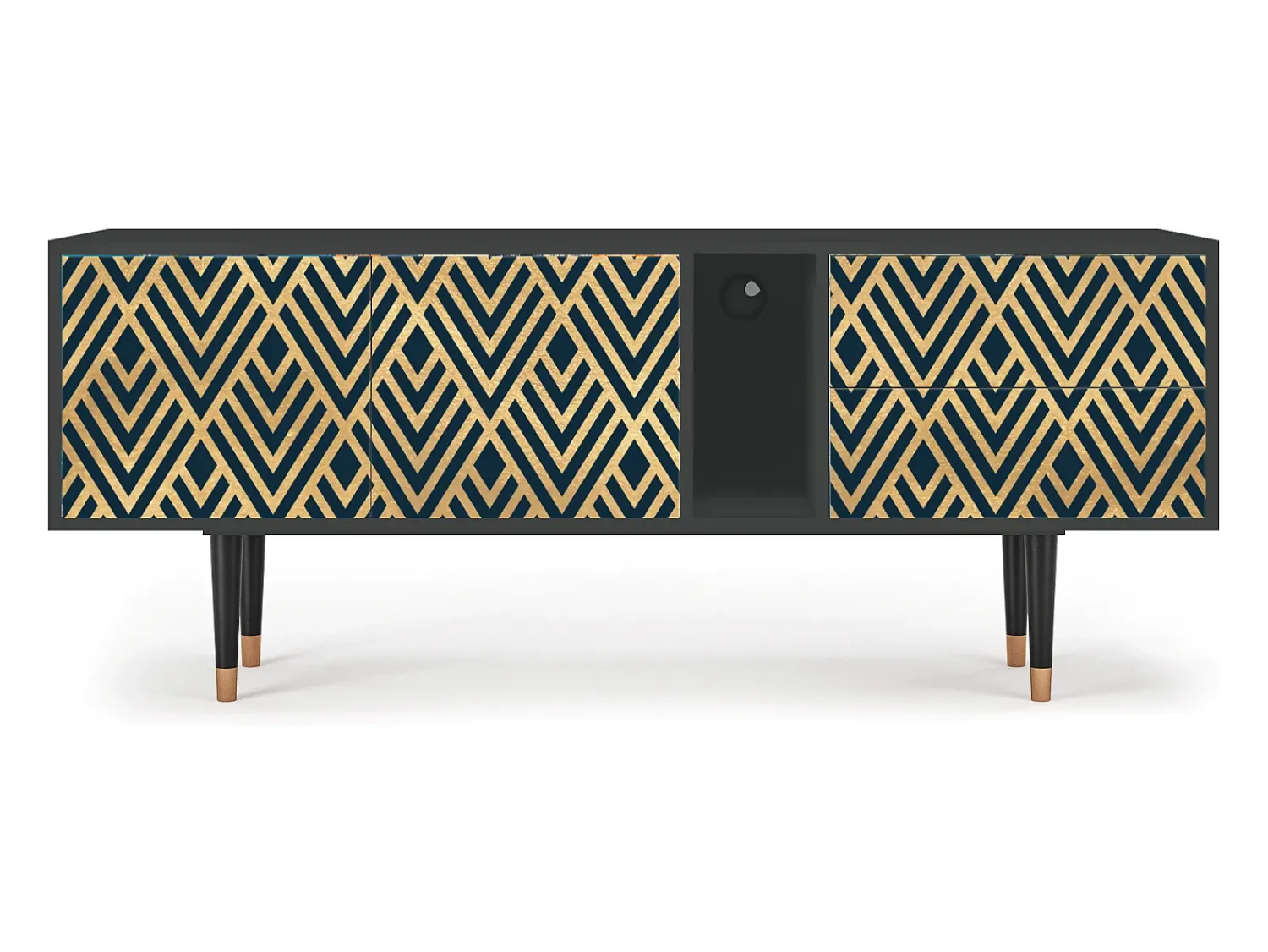 Móvel De Tv| Mueble de TV - 170х69х48 cm - T1 - Egypt Triangles, Antracite Cinza antracite