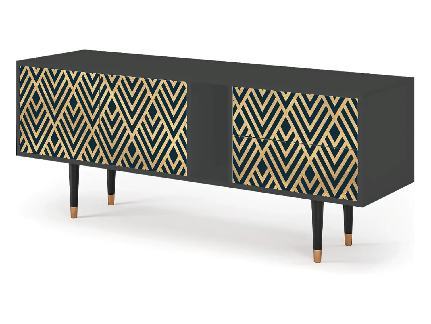 Móvel De Tv| Mueble de TV - 170х69х48 cm - T1 - Egypt Triangles, Antracite Cinza antracite