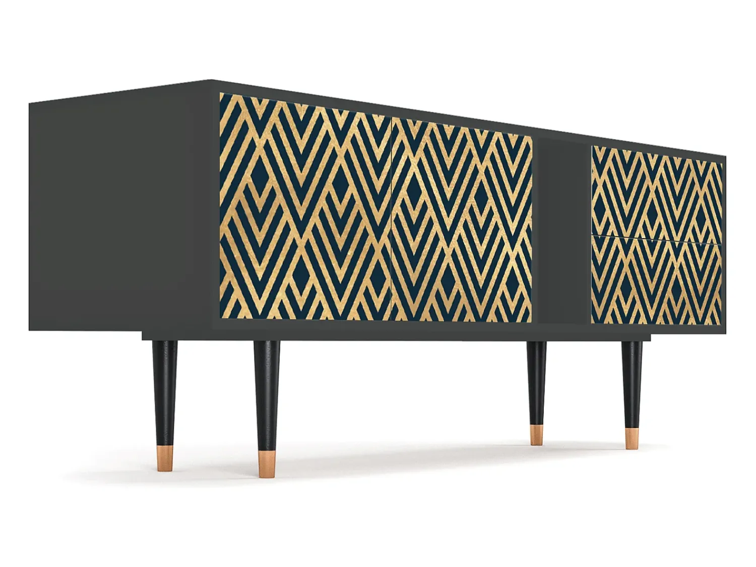 Móvel De Tv| Mueble de TV - 170х69х48 cm - T1 - Egypt Triangles, Antracite Cinza antracite